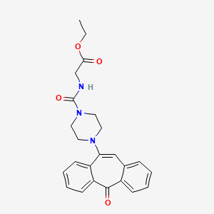 molecular formula C24H25N3O4 B12301239 N-((4-(5-Oxo-5H-dibenzo(a,d)cyclohepten-10-yl)-1-piperazinyl)carbonyl)glycine ethyl ester CAS No. 56972-96-4