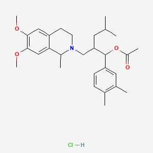 molecular formula C29H42ClNO4 B1230133 [2-[(6,7-dimethoxy-1-methyl-3,4-dihydro-1H-isoquinolin-2-yl)methyl]-1-(3,4-dimethylphenyl)-4-methylpentyl] acetate;hydrochloride CAS No. 38085-19-7