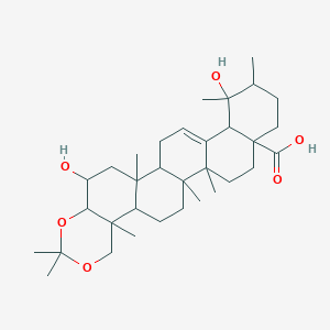 molecular formula C33H52O6 B12301383 4,22-Dihydroxy-2,7,7,10,14,15,21,22-octamethyl-6,8-dioxahexacyclo[12.12.0.02,11.05,10.015,24.018,23]hexacos-24-ene-18-carboxylic acid 