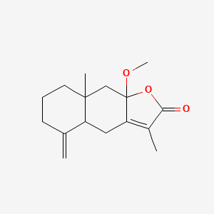 molecular formula C16H22O3 B12301519 9a-Methoxy-3,8a-dimethyl-5-methylidene-4,4a,6,7,8,9-hexahydrobenzo[f][1]benzofuran-2-one 