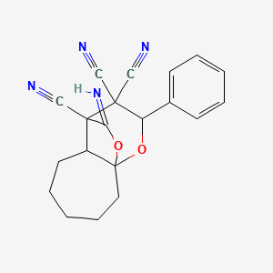 molecular formula C20H18N4O2 B1230154 11-亚氨基-2-苯基六氢-2H-9a,4-(环氧甲烷)环庚并[b]吡喃-3,3,4-三腈 