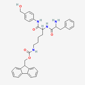 9H-fluoren-9-ylmethyl N-[5-[(2-amino-3-phenylpropanoyl)amino]-6-[4-(hydroxymethyl)anilino]-6-oxohexyl]carbamate