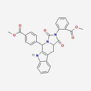 molecular formula C29H23N3O6 B12301598 Methyl 2-[10-(4-methoxycarbonylphenyl)-12,14-dioxo-8,11,13-triazatetracyclo[7.7.0.02,7.011,15]hexadeca-1(9),2,4,6-tetraen-13-yl]benzoate 