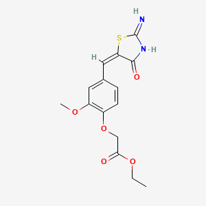 molecular formula C15H16N2O5S B12301671 ethyl 2-[4-[(E)-(2-imino-4-oxo-1,3-thiazolidin-5-ylidene)methyl]-2-methoxyphenoxy]acetate 