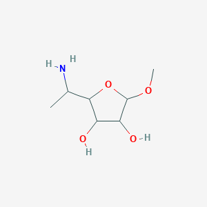 molecular formula C7H15NO4 B12301705 2-(1-Aminoethyl)-5-methoxyoxolane-3,4-diol 