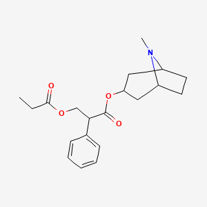 molecular formula C20H27NO4 B12301722 (8-methyl-8-azabicyclo[3.2.1]octan-3-yl) 2-phenyl-3-propanoyloxypropanoate 