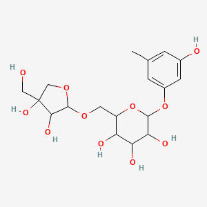 2-({[3,4-Dihydroxy-4-(hydroxymethyl)oxolan-2-yl]oxy}methyl)-6-(3-hydroxy-5-methylphenoxy)oxane-3,4,5-triol