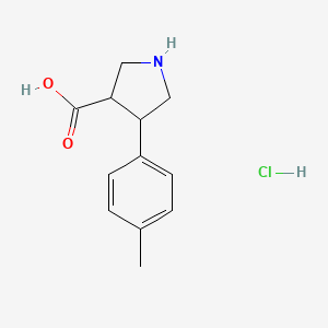 molecular formula C12H16ClNO2 B12301748 4-(4-Methylphenyl)pyrrolidine-3-carboxylic acid hydrochloride 