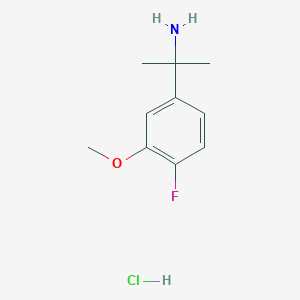 molecular formula C10H15ClFNO B12301812 2-(4-Fluoro-3-methoxyphenyl)propan-2-amine hydrochloride 