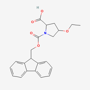 molecular formula C22H23NO5 B12301966 4-ethoxy-1-{[(9H-fluoren-9-yl)methoxy]carbonyl}pyrrolidine-2-carboxylic acid 