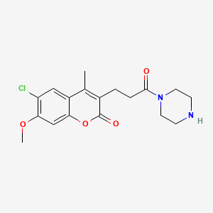 molecular formula C18H21ClN2O4 B12301981 6-chloro-7-methoxy-4-methyl-3-(3-oxo-3-(piperazin-1-yl)propyl)-2H-chromen-2-one 