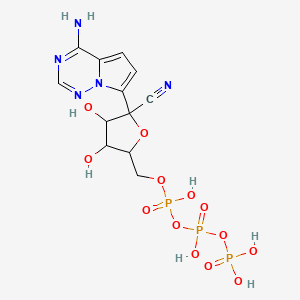 molecular formula C12H16N5O13P3 B12302048 [[5-(4-Aminopyrrolo[2,1-f][1,2,4]triazin-7-yl)-5-cyano-3,4-dihydroxyoxolan-2-yl]methoxy-hydroxyphosphoryl] phosphono hydrogen phosphate 