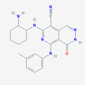 molecular formula C21H23N7O B12302059 7-[(2-aminocyclohexyl)amino]-5-(3-methylanilino)-4-oxo-3H-pyrido[3,4-d]pyridazine-8-carbonitrile 