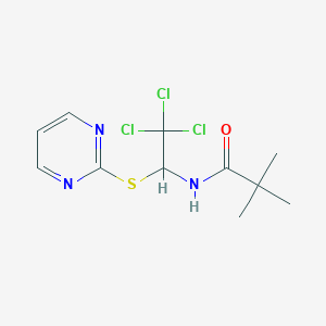 2,2-dimethyl-N-[2,2,2-trichloro-1-(2-pyrimidinylthio)ethyl]propanamide
