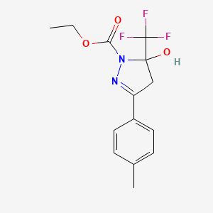 molecular formula C14H15F3N2O3 B1230214 5-羟基-3-(4-甲苯基)-5-(三氟甲基)-4H-吡唑-1-甲酸乙酯 