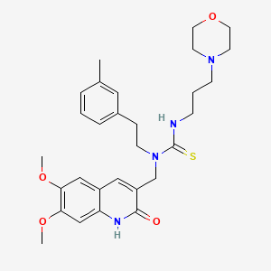 molecular formula C29H38N4O4S B1230215 1-[(6,7-dimethoxy-2-oxo-1H-quinolin-3-yl)methyl]-1-[2-(3-methylphenyl)ethyl]-3-[3-(4-morpholinyl)propyl]thiourea 