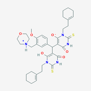 3-[2-(Cyclohexen-1-yl)ethyl]-5-[[1-[2-(cyclohexen-1-yl)ethyl]-6-hydroxy-4-oxo-2-sulfanylidenepyrimidin-5-yl]-[4-methoxy-3-(morpholin-4-ium-4-ylmethyl)phenyl]methyl]-6-oxo-2-sulfanylidenepyrimidin-4-olate