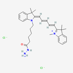 molecular formula C32H42Cl2N4O B12302216 [6-[(2Z)-3,3-dimethyl-2-[(2E,4E)-5-(1,3,3-trimethylindol-1-ium-2-yl)penta-2,4-dienylidene]indol-1-yl]hexanoylamino]azanium;dichloride 