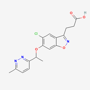 molecular formula C17H16ClN3O4 B12302245 3-[5-Chloro-6-[1-(6-methylpyridazin-3-yl)ethoxy]-1,2-benzoxazol-3-yl]propanoic acid 