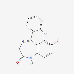 molecular formula C15H10FIN2O B1230226 2H-1,4-Benzodiazepin-2-one, 5-(2-fluorophenyl)-1,3-dihydro-7-iodo- CAS No. 30843-56-2