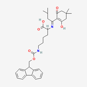 molecular formula C34H42N2O6 B12302266 2-{[1-(4,4-dimethyl-2,6-dioxocyclohexylidene)-3-methylbutyl]amino}-6-{[(9H-fluoren-9-ylmethoxy)carbonyl]amino}hexanoic acid 