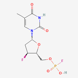 molecular formula C10H13F2N2O6P B1230228 fluoro-[[(2R,3S,5R)-3-fluoro-5-(5-methyl-2,4-dioxo-pyrimidin-1-yl)tetrahydrofuran-2-yl]methoxy]phosphinic acid 
