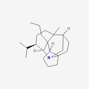 molecular formula C22H37N B1230233 (3aR-(3aalpha,4alpha,4abeta,5beta,8alpha,8abeta,8balpha,10S*))-Decahydro-8-methyl-5-(1-methylethyl)-8a-propyl-4,8,3a-(1,2,4)butanetriylcyclopent(b)indole CAS No. 39686-16-3