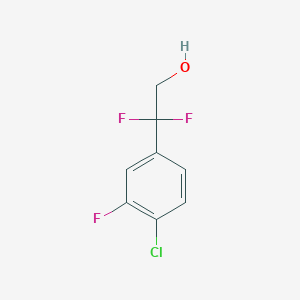 molecular formula C8H6ClF3O B12302342 2-(4-Chloro-3-fluorophenyl)-2,2-difluoroethan-1-ol 