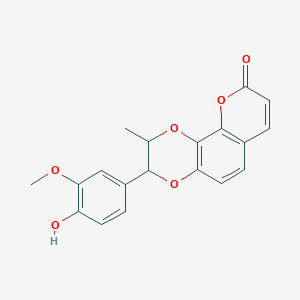 molecular formula C19H16O6 B12302362 3-(4-Hydroxy-3-methoxyphenyl)-2-methyl-2,3-dihydropyrano[3,2-h][1,4]benzodioxin-9-one 