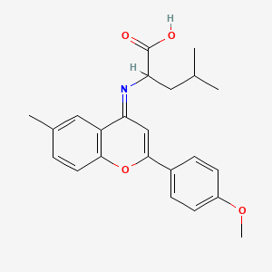 molecular formula C23H25NO4 B1230243 2-[[2-(4-Methoxyphenyl)-6-methyl-1-benzopyran-4-ylidene]amino]-4-methylpentanoic acid 