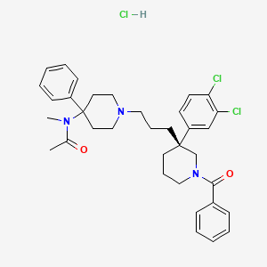 molecular formula C35H42Cl3N3O2 B12302476 N-[1-[3-[(3R)-1-benzoyl-3-(3,4-dichlorophenyl)piperidin-3-yl]propyl]-4-phenylpiperidin-4-yl]-N-methylacetamide;hydrochloride CAS No. 173050-51-6