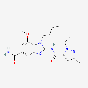 molecular formula C20H26N6O3 B12302528 1-butyl-2-(1-ethyl-3-methyl-1H-pyrazole-5-carboxamido)-7-methoxy-1H-benzo[d]imidazole-5-carboxamide 