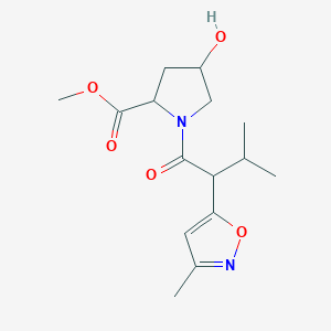 molecular formula C15H22N2O5 B12302544 Methyl 4-hydroxy-1-[3-methyl-2-(3-methyl-1,2-oxazol-5-yl)butanoyl]pyrrolidine-2-carboxylate 