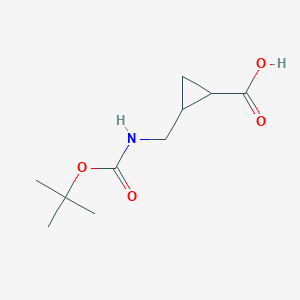 molecular formula C10H17NO4 B12302595 2-(((tert-Butoxycarbonyl)amino)methyl)cyclopropanecarboxylic acid 