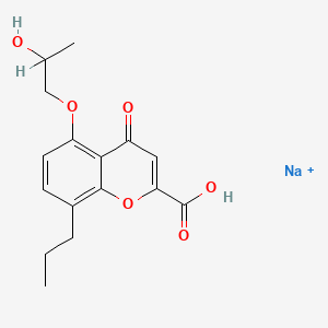 molecular formula C16H18NaO6+ B1230261 4H-Benzopyran-2-carboxylic acid, 5-(2-hydroxypropoxy)-4-oxo-8-propyl-, monosodium salt CAS No. 58974-94-0