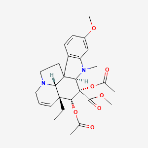 molecular formula C27H34N2O7 B1230262 Methyl 3,4-bis(acetyloxy)-16-methoxy-1-methyl-6,7-didehydroaspidospermidine-3-carboxylate 