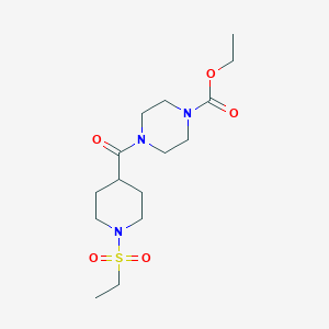 molecular formula C15H27N3O5S B1230265 Ethyl 4-{[1-(ethylsulfonyl)piperidin-4-yl]carbonyl}piperazine-1-carboxylate 