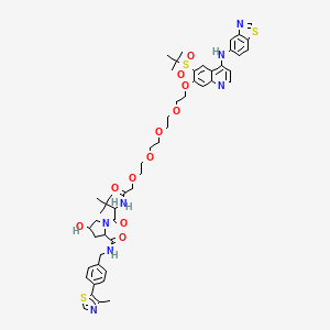 molecular formula C52H65N7O11S3 B12302661 1-[2-[[2-[2-[2-[2-[2-[4-(1,3-benzothiazol-5-ylamino)-6-tert-butylsulfonylquinolin-7-yl]oxyethoxy]ethoxy]ethoxy]ethoxy]acetyl]amino]-3,3-dimethylbutanoyl]-4-hydroxy-N-[[4-(4-methyl-1,3-thiazol-5-yl)phenyl]methyl]pyrrolidine-2-carboxamide 