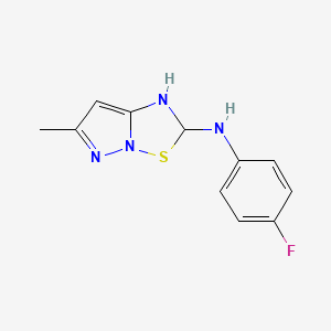 molecular formula C11H11FN4S B1230269 N-(4-fluorophenyl)-6-methyl-2,5-dihydropyrazolo[1,5-b][1,2,4]thiadiazol-2-amine 