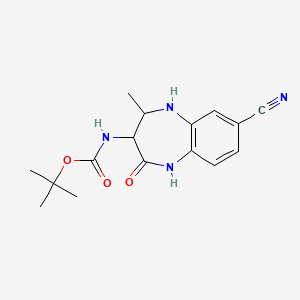 molecular formula C16H20N4O3 B12302700 tert-butyl N-(7-cyano-4-methyl-2-oxo-1,3,4,5-tetrahydro-1,5-benzodiazepin-3-yl)carbamate 