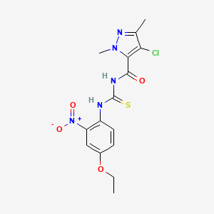 4-chloro-N-[(4-ethoxy-2-nitroanilino)-sulfanylidenemethyl]-2,5-dimethyl-3-pyrazolecarboxamide