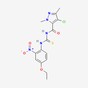 molecular formula C15H16ClN5O4S B1230272 4-氯-N-[(4-乙氧基-2-硝基苯胺)-硫代亚甲基]-2,5-二甲基-3-吡唑甲酰胺 