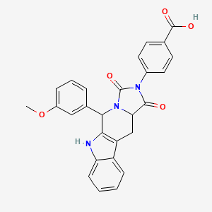 molecular formula C27H21N3O5 B12302768 4-[10-(3-Methoxyphenyl)-12,14-dioxo-8,11,13-triazatetracyclo[7.7.0.02,7.011,15]hexadeca-1(9),2,4,6-tetraen-13-yl]benzoic acid 