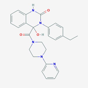molecular formula C26H27N5O3 B1230277 3-(4-ethylphenyl)-4-hydroxy-4-[oxo-[4-(2-pyridinyl)-1-piperazinyl]methyl]-1H-quinazolin-2-one 