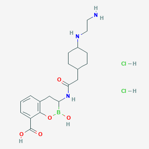 molecular formula C19H30BCl2N3O5 B12302866 (R)-3-(2-((1S,4R)-rel-4-((2-Aminoethyl)amino)cyclohexyl)acetamido)-2-hydroxy-3,4-dihydro-2H-benzo[e][1,2]oxaborinine-8-carboxylic acid dihydrochloride 