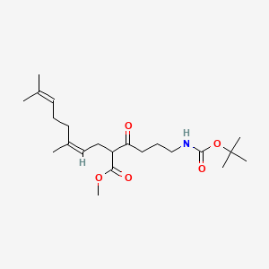 molecular formula C22H37NO5 B12302878 methyl (Z)-2-(4-((tert-butoxycarbonyl)amino)butanoyl)-5,9-dimethyldeca-4,8-dienoate 