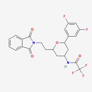 molecular formula C23H19F5N2O4 B12302909 N-(2-(3,5-difluorophenyl)-6-(2-(1,3-dioxoisoindolin-2-yl)ethyl)tetrahydro-2H-pyran-4-yl)-2,2,2-trifluoroacetamide 