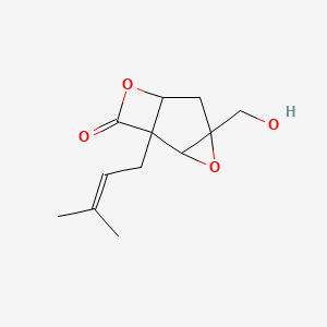 molecular formula C12H16O4 B12302913 4-(Hydroxymethyl)-1-(3-methylbut-2-enyl)-3,7-dioxatricyclo[4.2.0.02,4]octan-8-one 