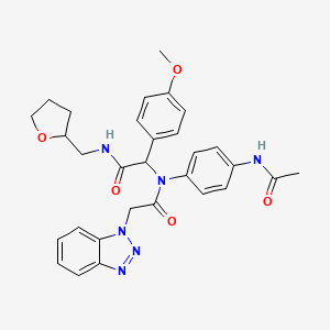 molecular formula C30H32N6O5 B1230293 2-[(4-Acetylamino-phenyl)-(2-benzotriazol-1-yl-acetyl)-amino]-2-(4-methoxy-phenyl)-N-(tetrahydro-furan-2-ylmethyl)-acetamide 