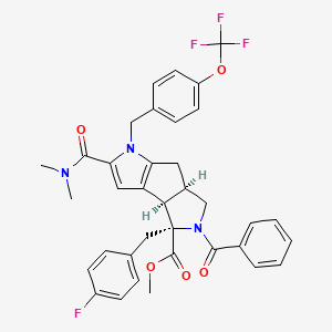 molecular formula C36H33F4N3O5 B1230295 甲基 (2R,3R,6R)-4-苯甲酰-10-(二甲基氨基羰基)-3-[(4-氟苯基)甲基]-9-[[4-(三氟甲氧基)苯基]甲基]-4,9-二氮杂三环[6.3.0.02,6]十一-1(8),10-二烯-3-羧酸酯 